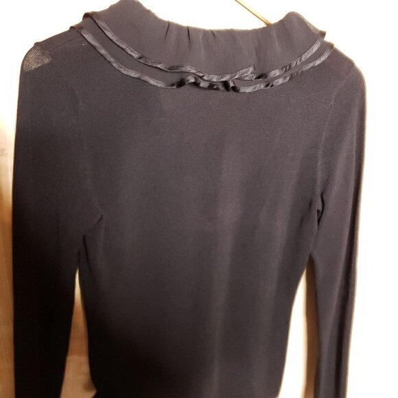 Jones New York Signature Petite Black Sweater Ruffle Neck Small - Picture 4 of 7